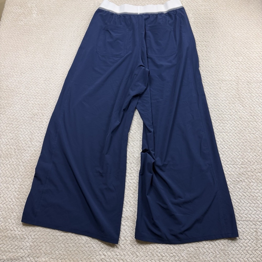 Lululemon Swift High-Rise Wide-Leg Pant Logo Waistband Blue White XL Sporty Chic - Picture 9 of 11